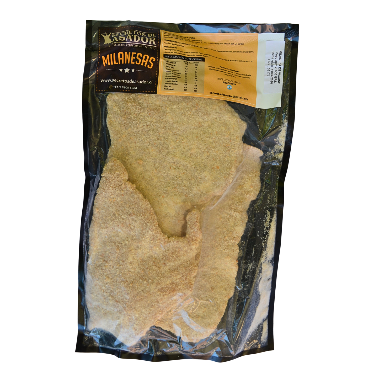 Milanesa de vacuno congelada - 600 grs.