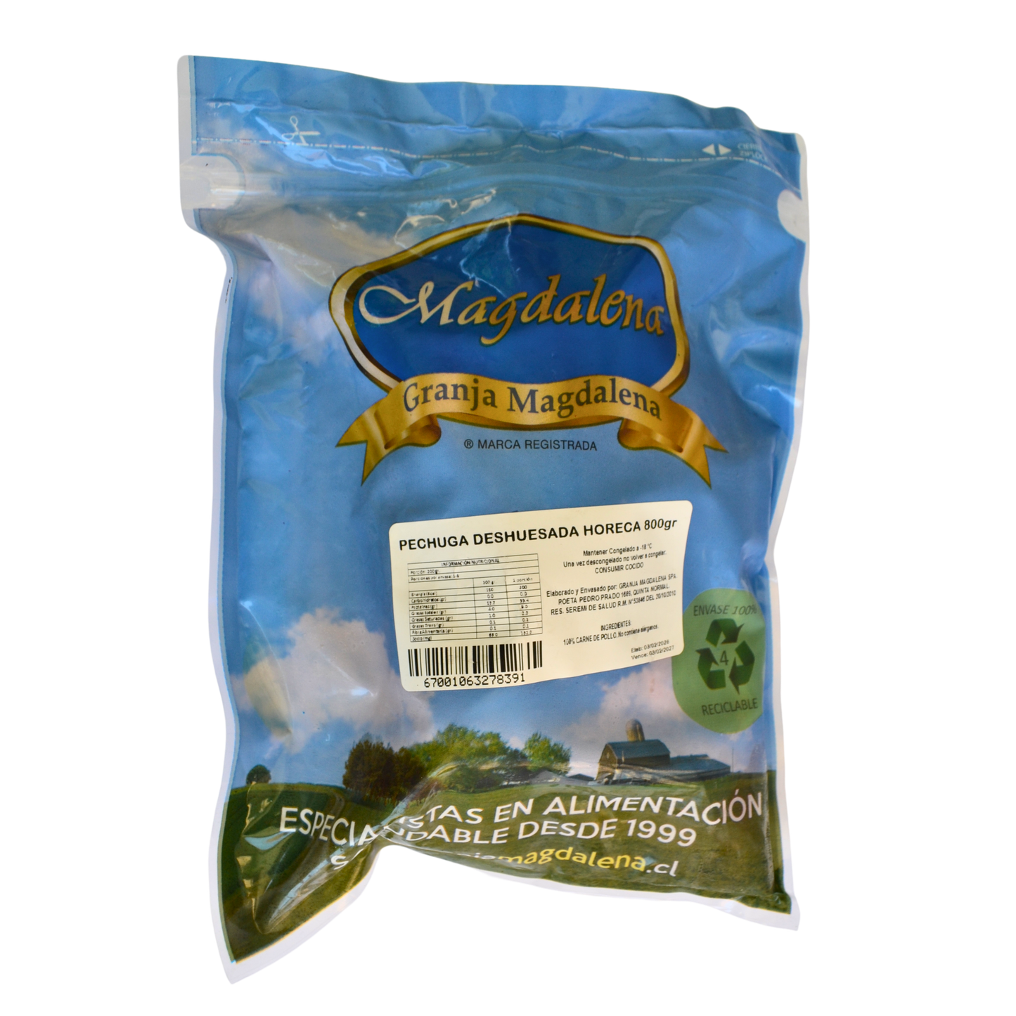 Pechuga de pollo deshuesada - 800 grs.
