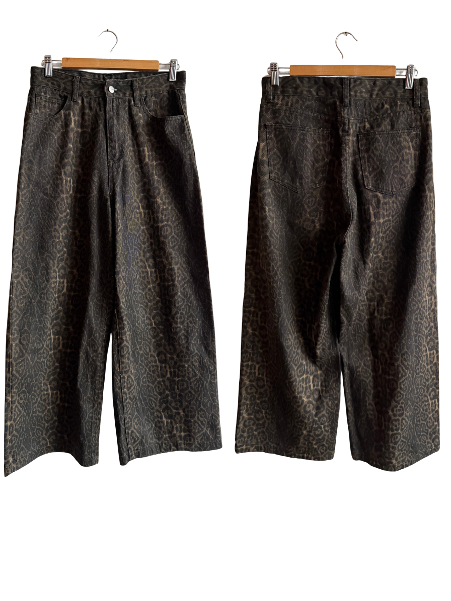 Pantalón Wide Leg Animal Print – Talla XL (Calce 36–38)