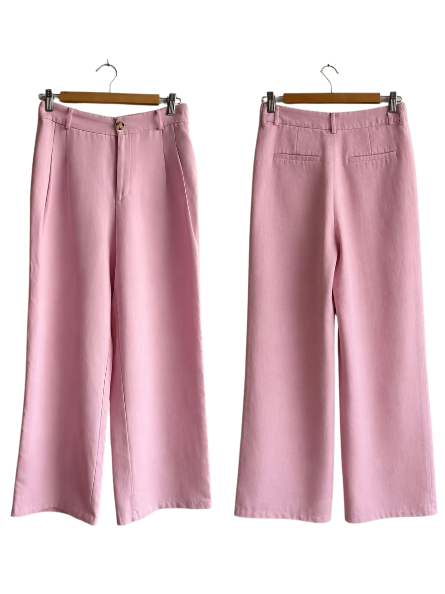 Pantalón Zara Wide Leg Rosado – Talla 36 - 38
