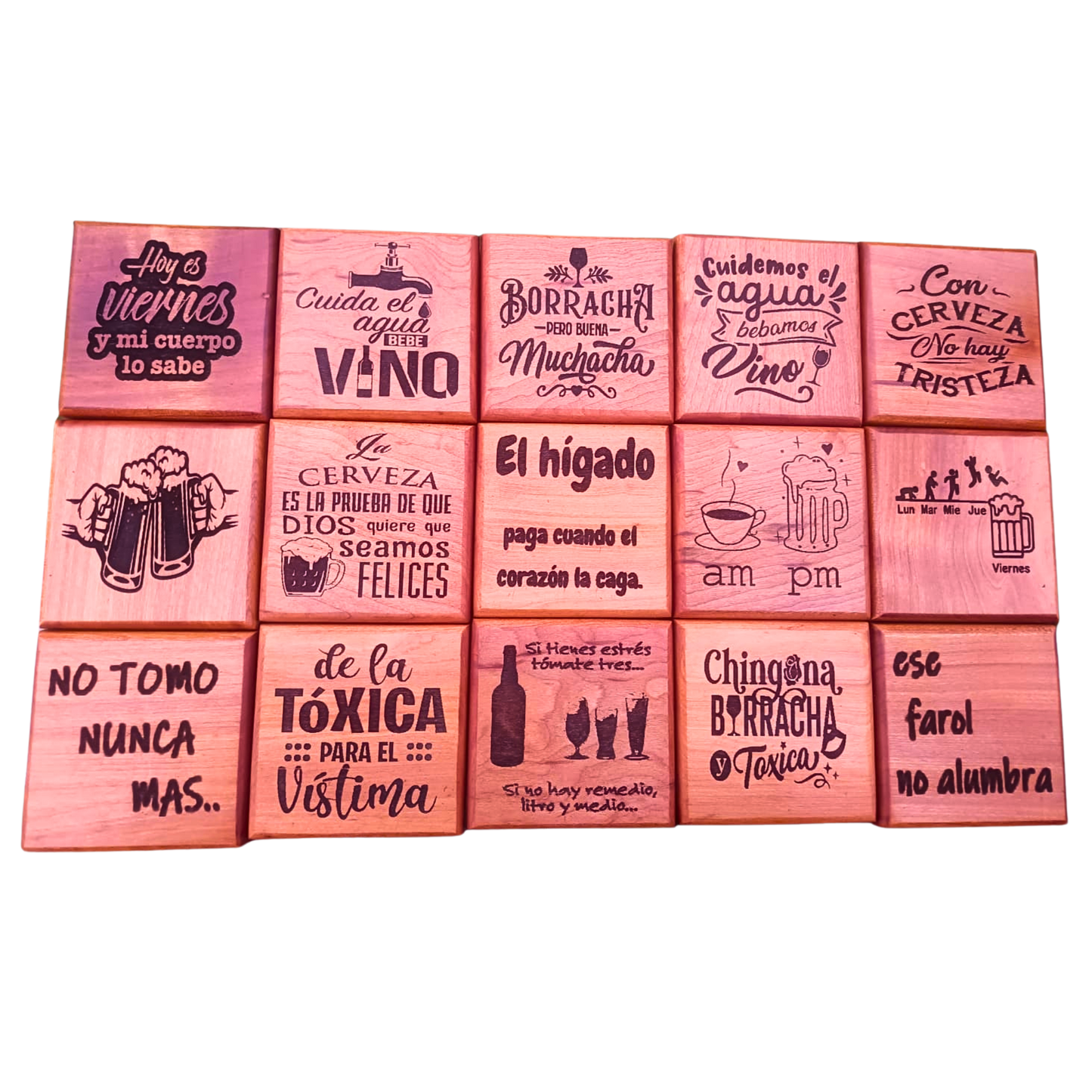 Set de 4 Posavasos de Madera con Mensajes para Papá