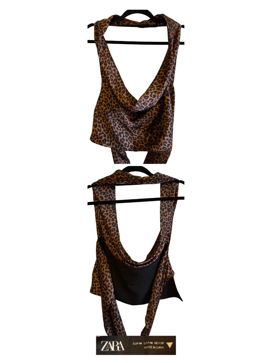 Top Zara Animal Print Sin Espalda – Talla M