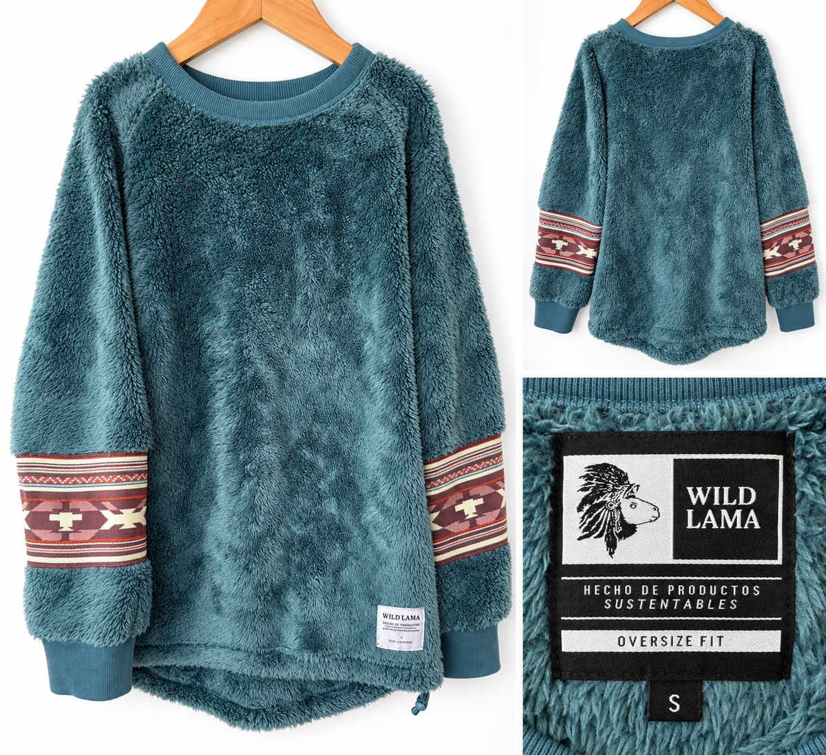 Polerón Peludo Azul Petróleo Wild Lama