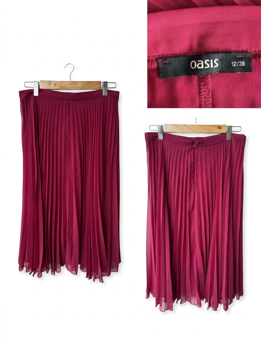 Falda Midi Plisada Fucsia