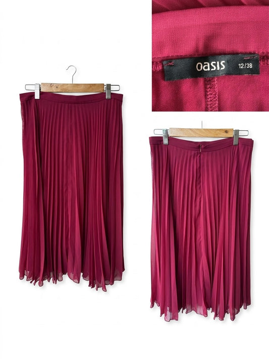 Falda Midi Plisada Fucsia