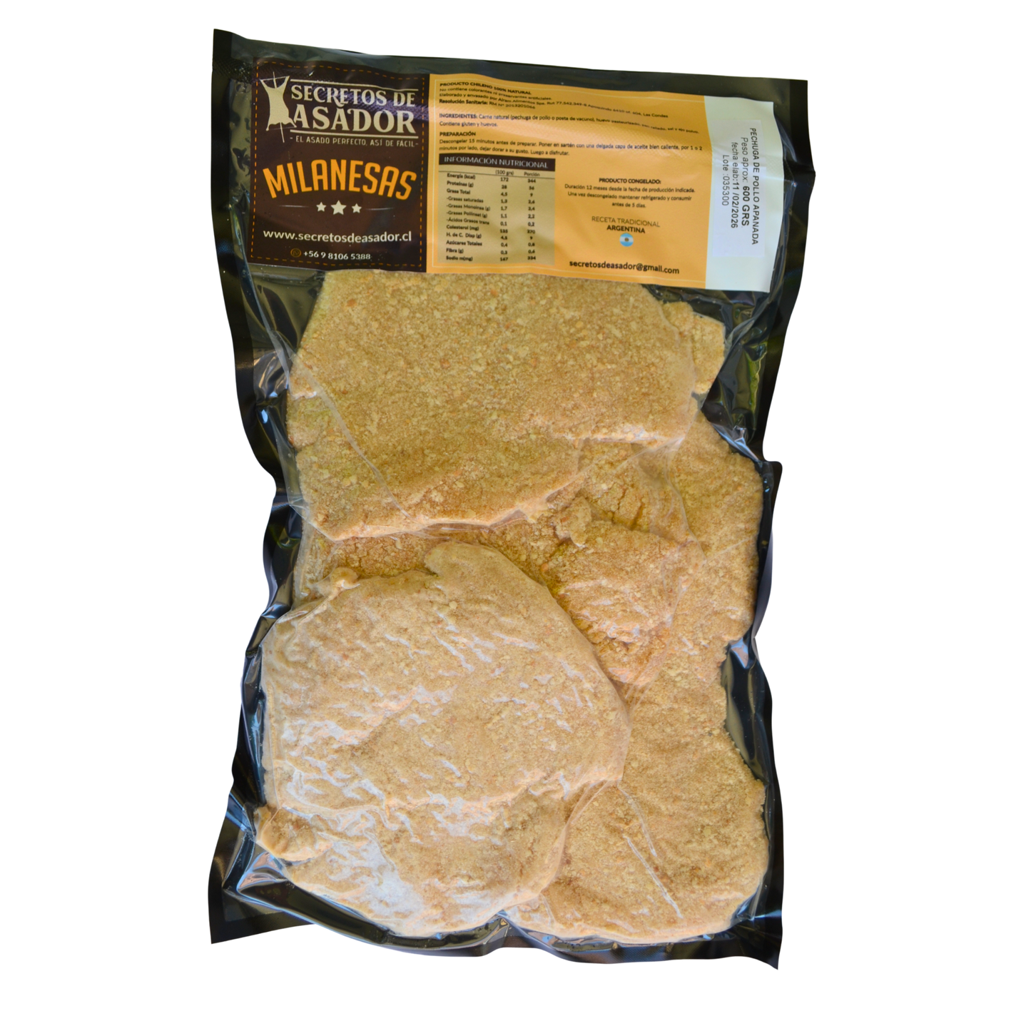 Milanesa de pollo congelada - 600 grs.