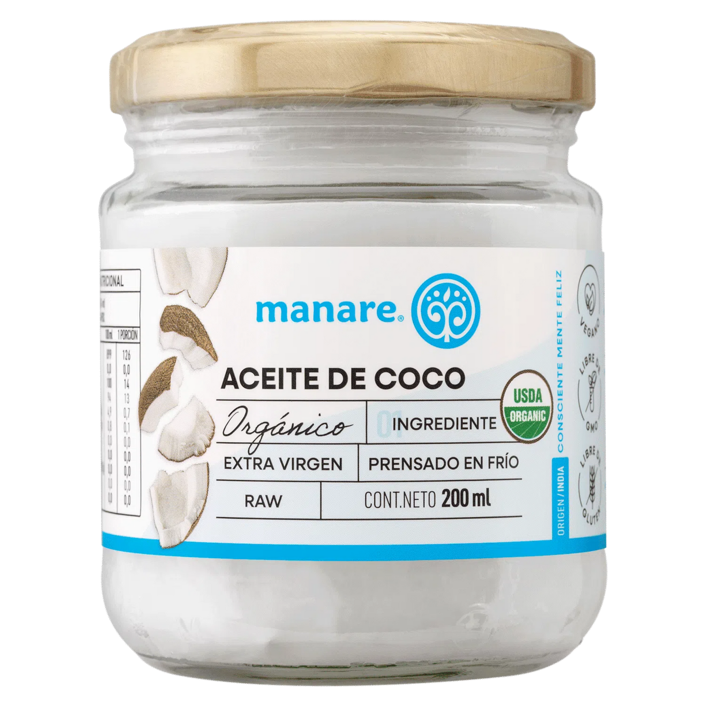Aceite de Coco orgánico 200ml - Manare