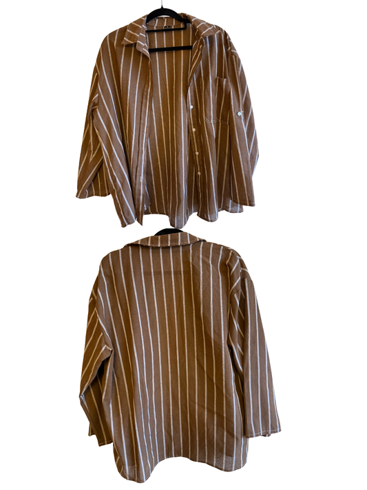 Camisa SHEIN Rayada Café – Talla M