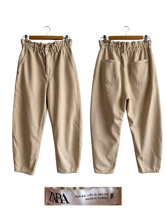 Pantalón Zara Balloon Beige – Talla 44