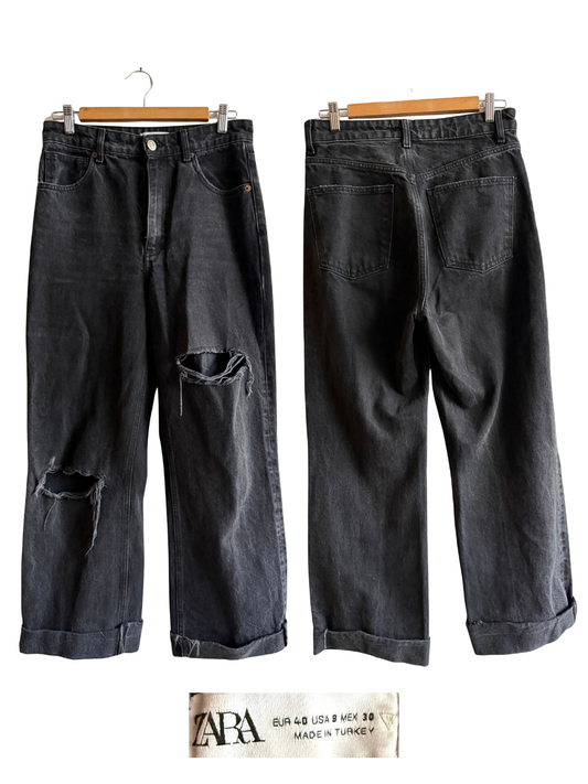 Jeans Zara Wide Leg Negros – Talla 40