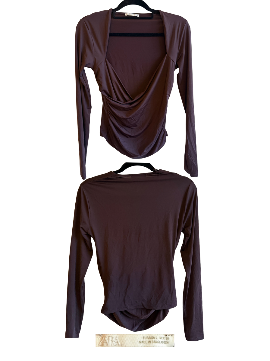 Polera Zara Drapeada Café – Talla L