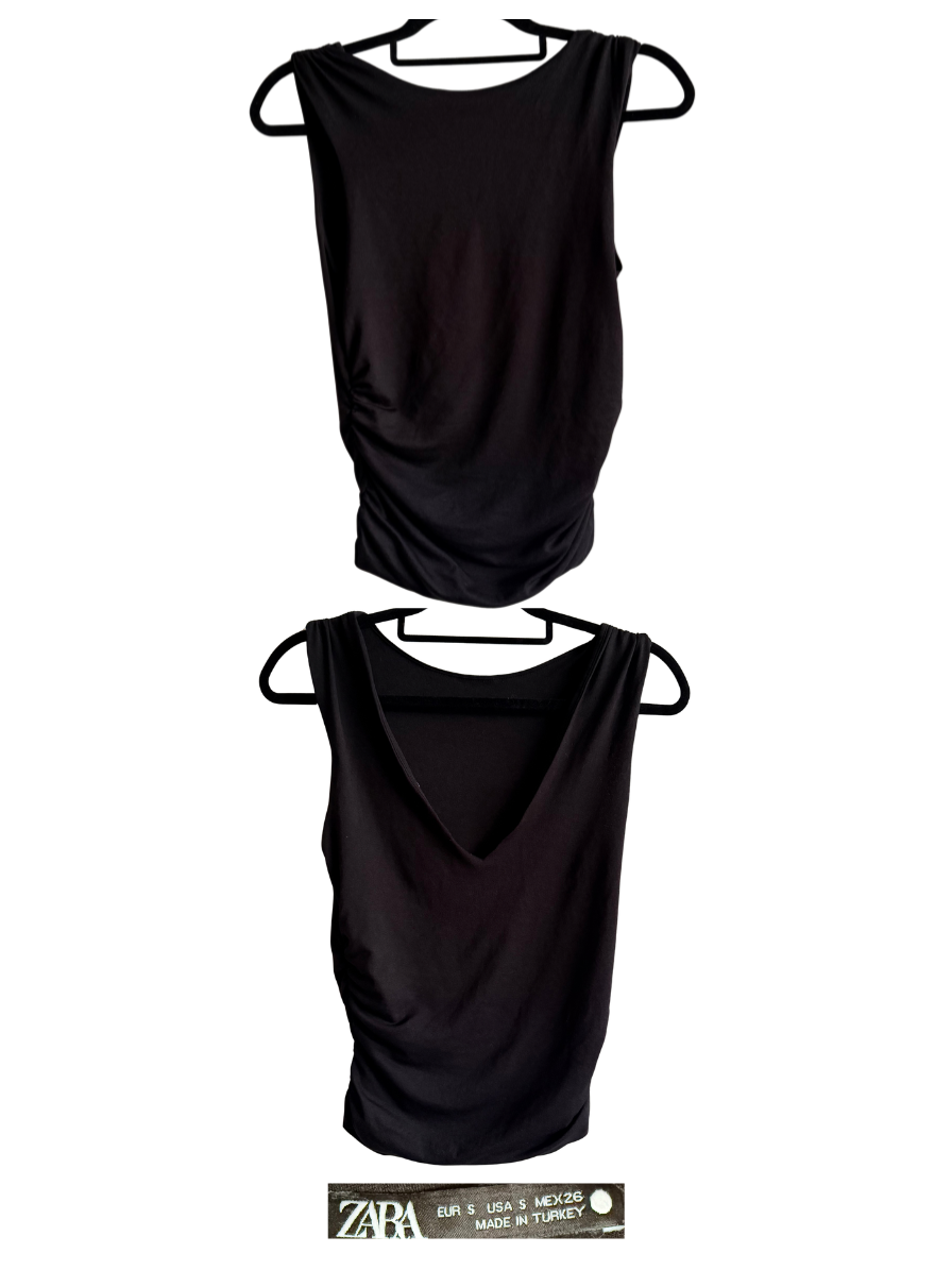 Polera Zara Negra con Espalda en V – Talla S