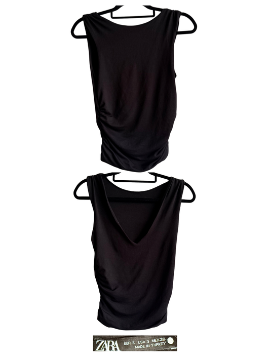 Polera Zara Negra con Espalda en V – Talla S