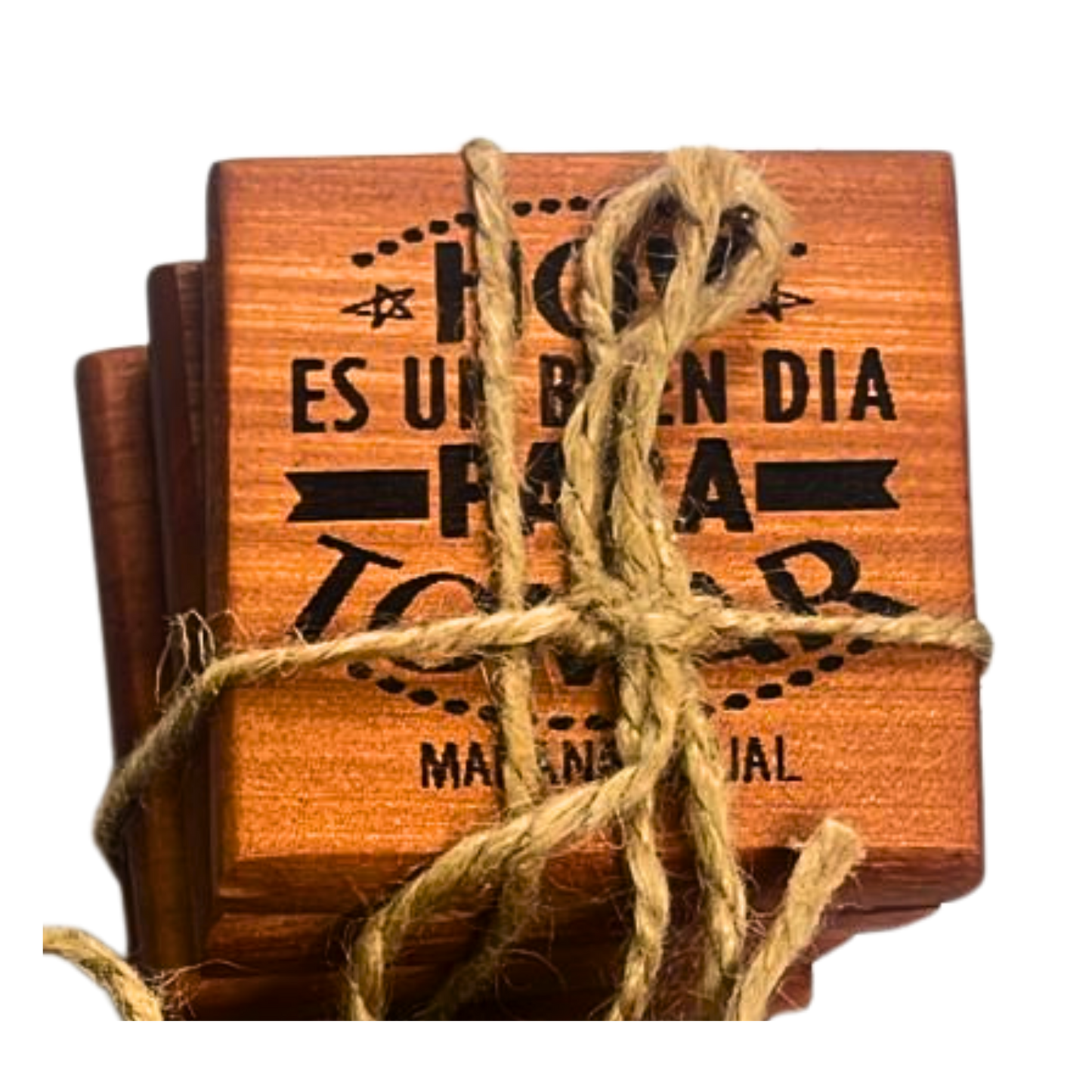 Set de 4 Posavasos de Madera con Mensajes para Papá