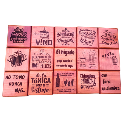 Set de 4 Posavasos de Madera con Mensajes para Papá