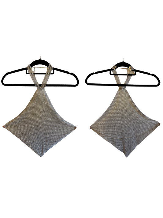 Top Halter Metálico Plateado – SHEIN